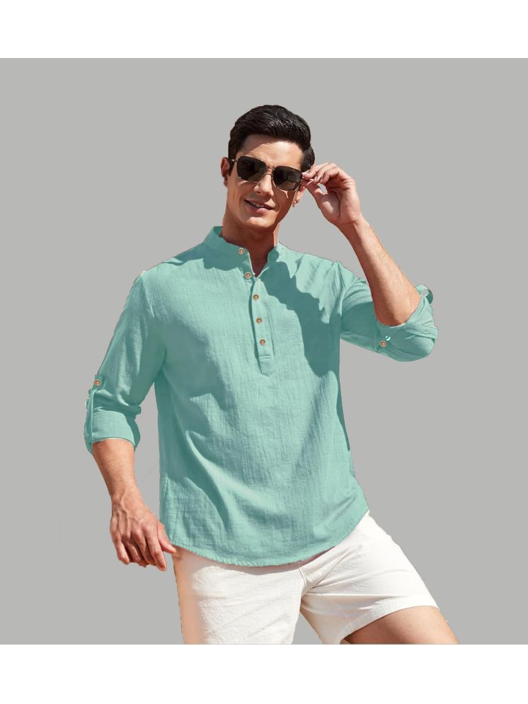     			TrendiVastra Light Blue Cotton Blend Men's Shirt Style Kurta ( Pack of 1 )