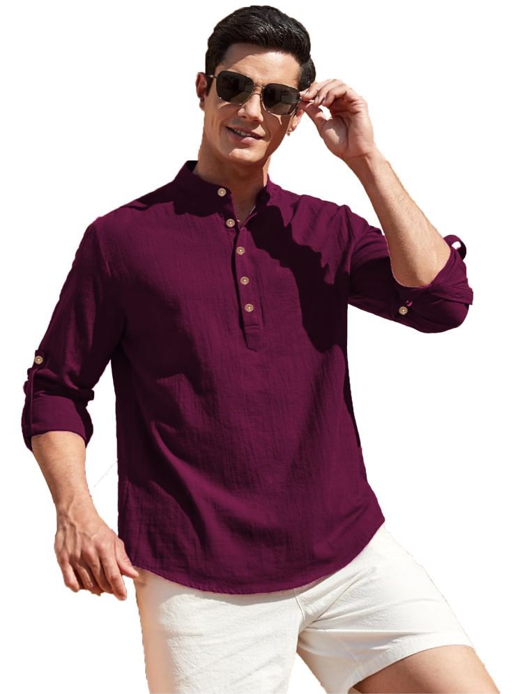     			TrendiVastra Magenta Cotton Blend Men's Shirt Style Kurta ( Pack of 1 )