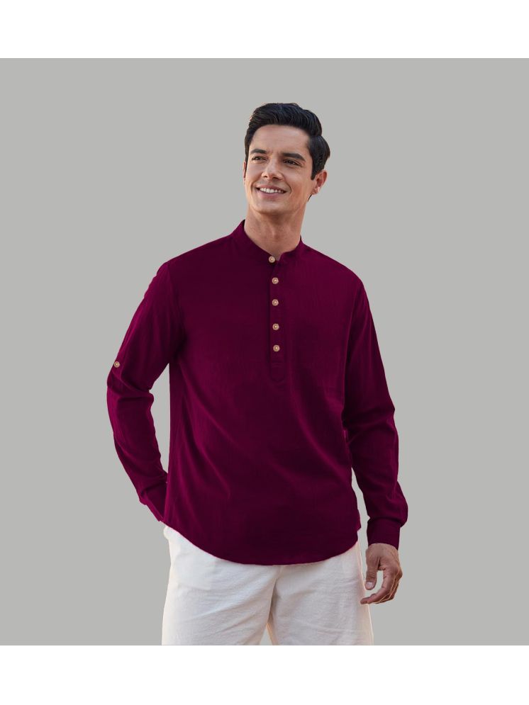     			TrendiVastra Magenta Cotton Blend Men's Shirt Style Kurta ( Pack of 1 )