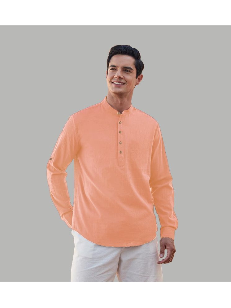     			TrendiVastra Orange Cotton Blend Men's Shirt Style Kurta ( Pack of 1 )