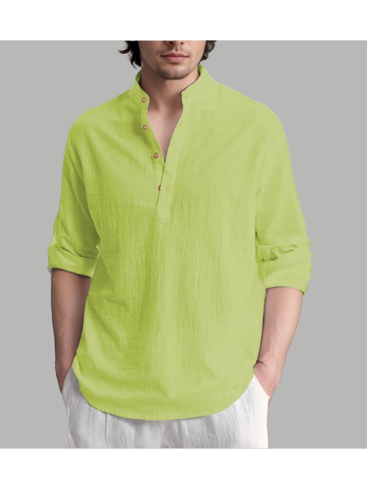     			TrendiVastra Sea Green Cotton Blend Men's Shirt Style Kurta ( Pack of 1 )