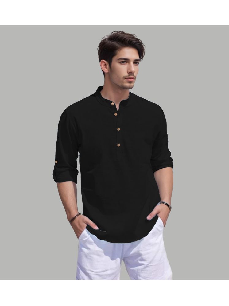     			UNI VIBE Black Cotton Blend Men's Shirt Style Kurta ( Pack of 1 )