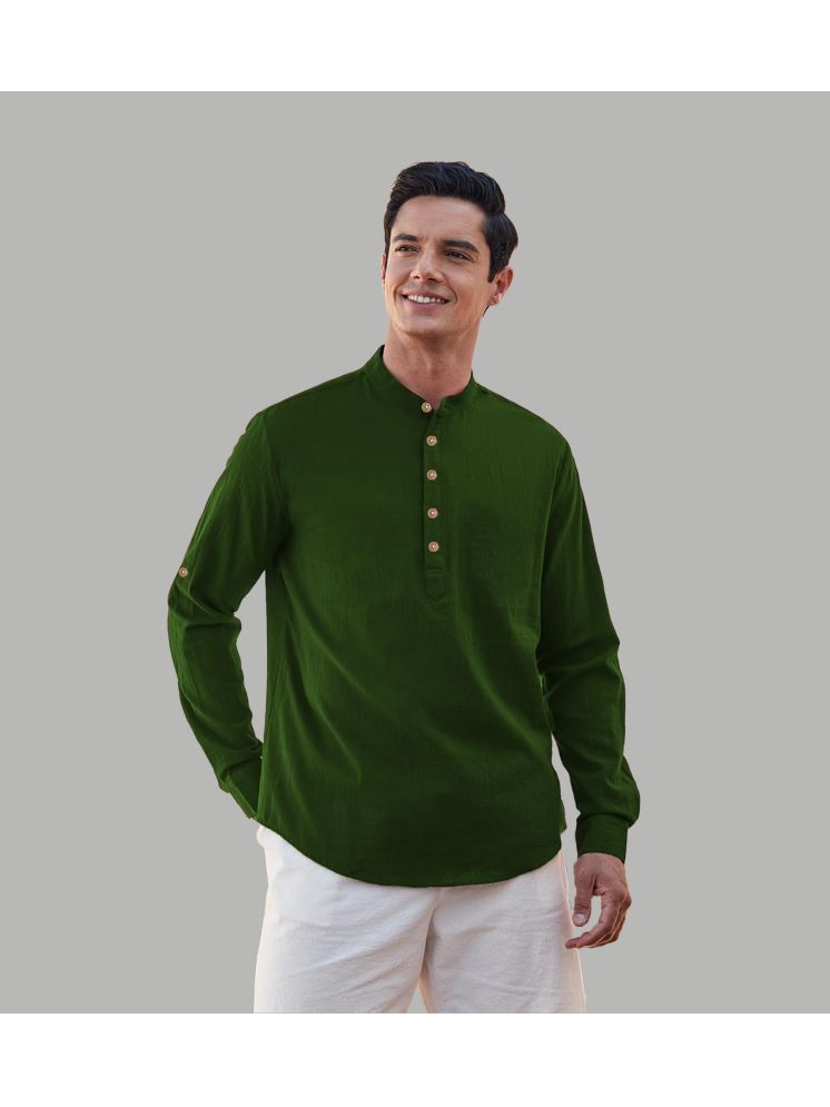     			UNI VIBE Green Cotton Blend Men's Shirt Style Kurta ( Pack of 1 )