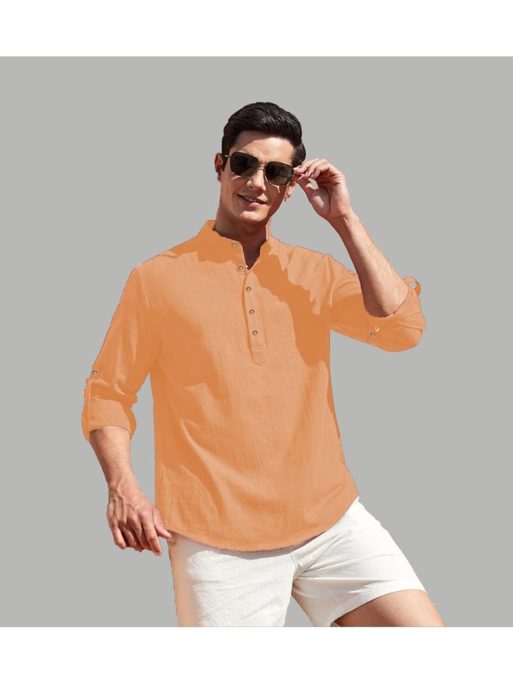     			UNI VIBE Orange Cotton Blend Men's Shirt Style Kurta ( Pack of 1 )