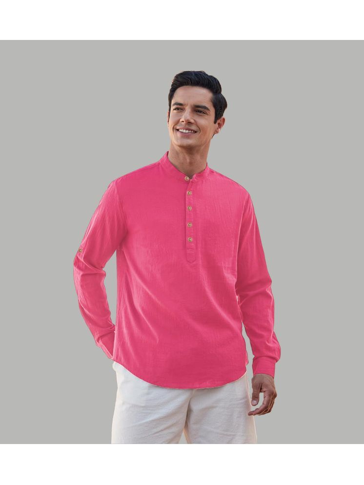     			UNI VIBE Pink Cotton Blend Men's Shirt Style Kurta ( Pack of 1 )