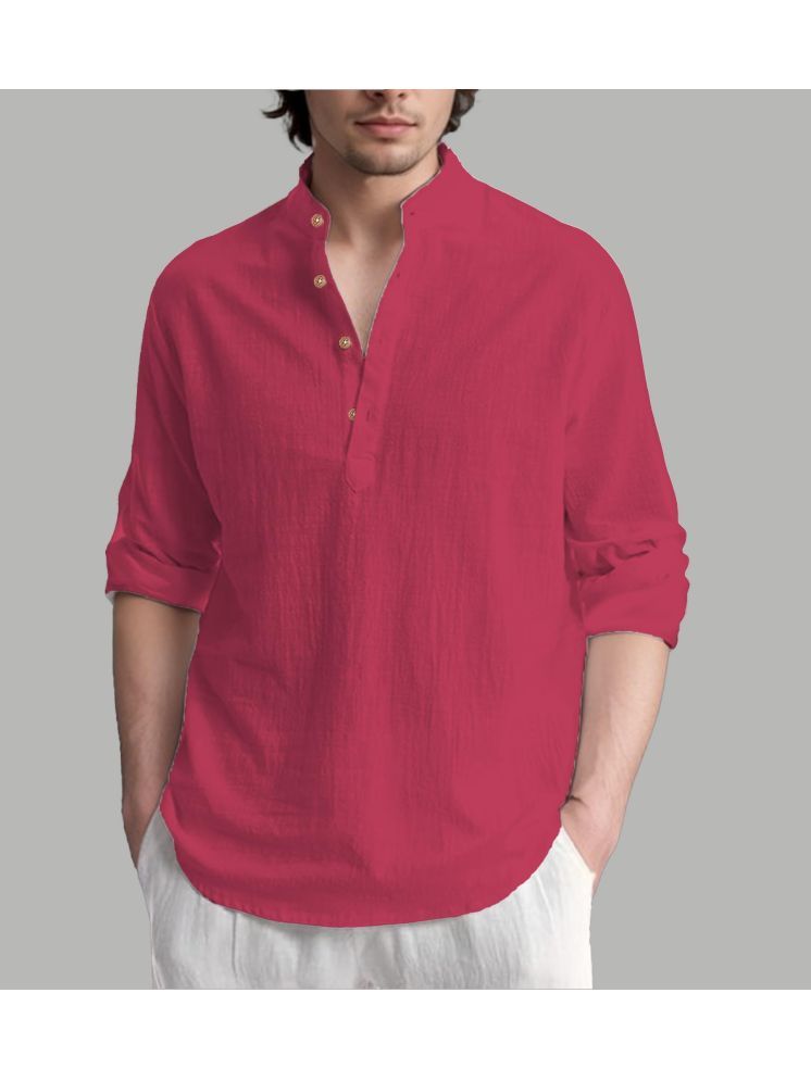     			UNI VIBE Pink Cotton Blend Men's Shirt Style Kurta ( Pack of 1 )