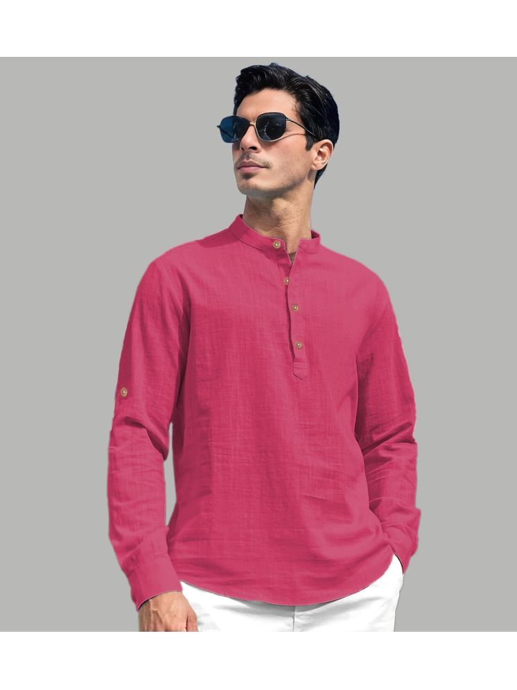     			UNI VIBE Pink Cotton Blend Men's Shirt Style Kurta ( Pack of 1 )