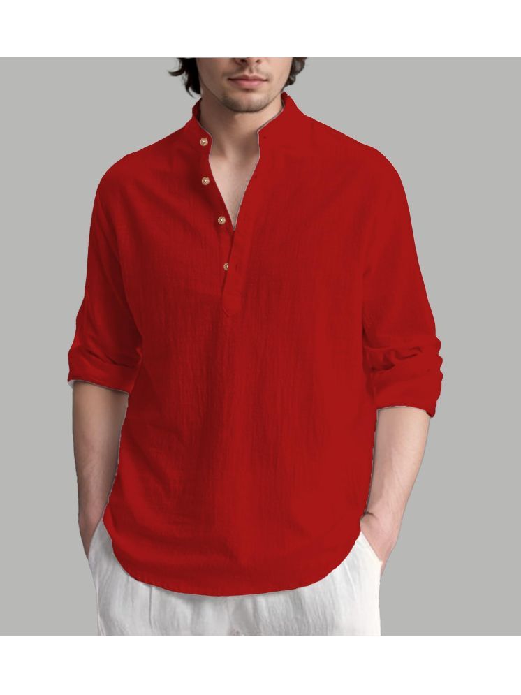     			UNI VIBE Red Cotton Blend Men's Regular Kurta ( Pack of 1 )