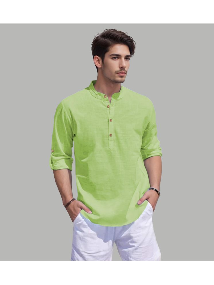     			UNI VIBE Sea Green Cotton Blend Men's Shirt Style Kurta ( Pack of 1 )