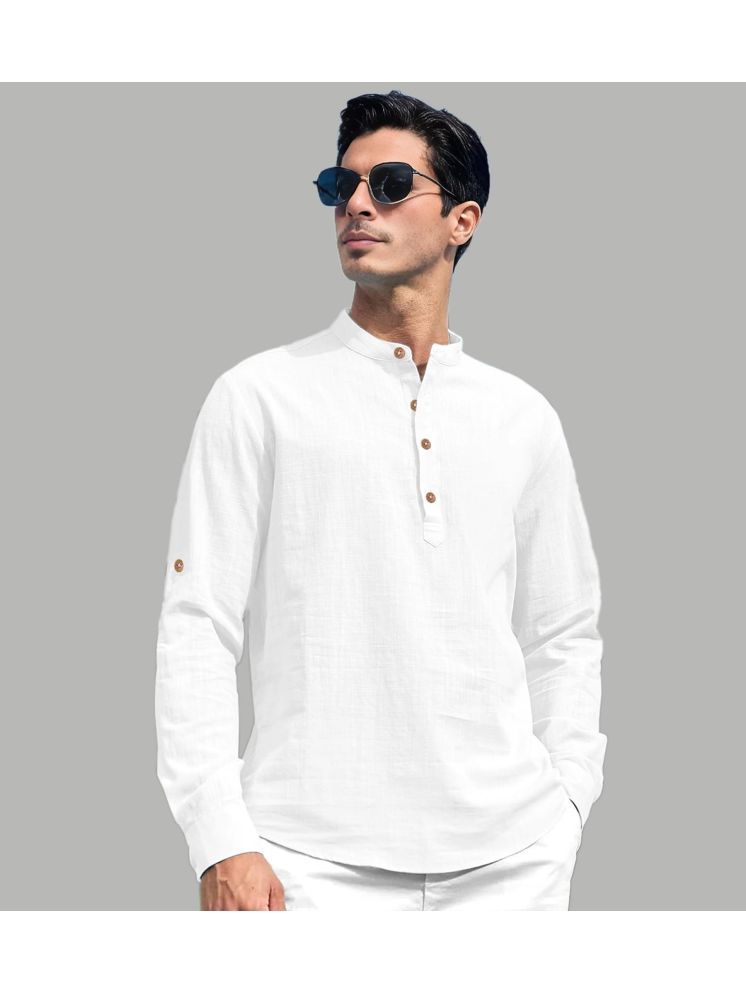     			UNI VIBE WHite Cotton Blend Men's Regular Kurta ( Pack of 1 )