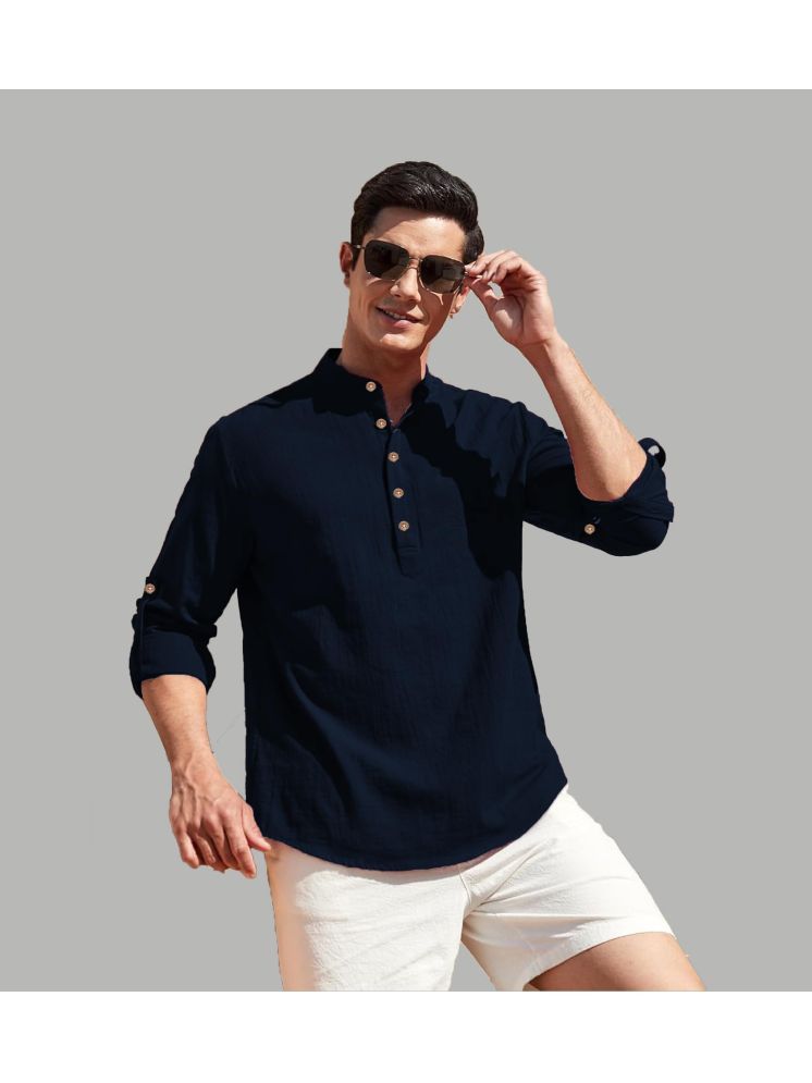     			Vida Loca Navy Blue Cotton Blend Men's Shirt Style Kurta ( Pack of 1 )