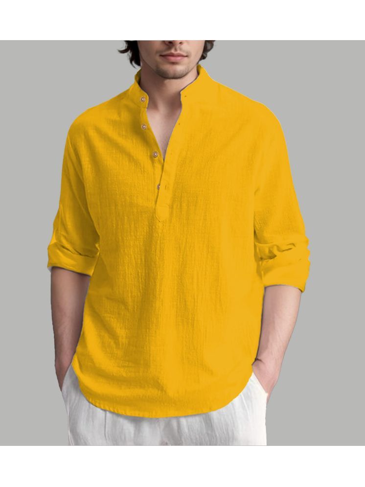     			Vida Loca Yellow Cotton Blend Men's Shirt Style Kurta ( Pack of 1 )