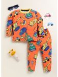 Lazy Shark Pack of 1 Boys Cotton Blend Nightsuit Set ( Orange )