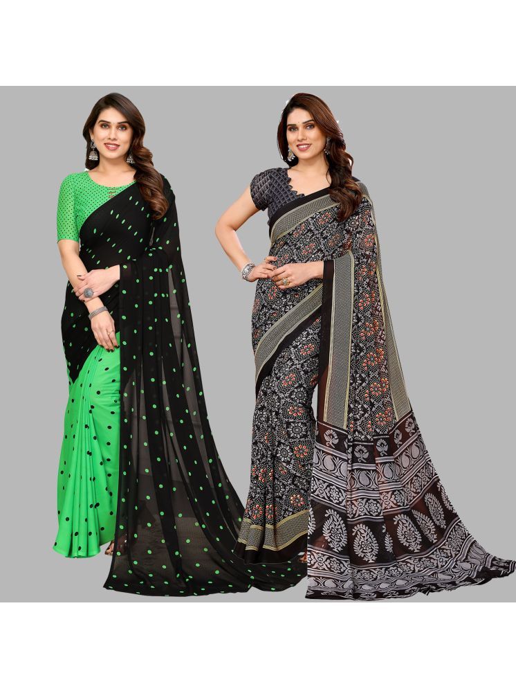     			ANAND SAREES Pack of 2 Georgette Printed Saree With Blouse Piece ( Multicolor )