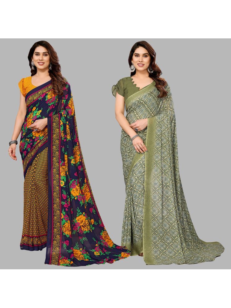     			ANAND SAREES Pack of 2 Georgette Printed Saree With Blouse Piece ( Multicolor )