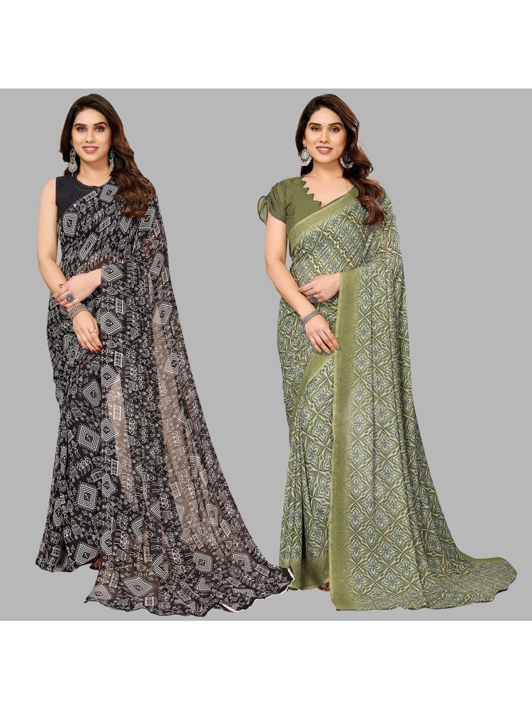     			ANAND SAREES Pack of 2 Georgette Printed Saree With Blouse Piece ( Multicolor )