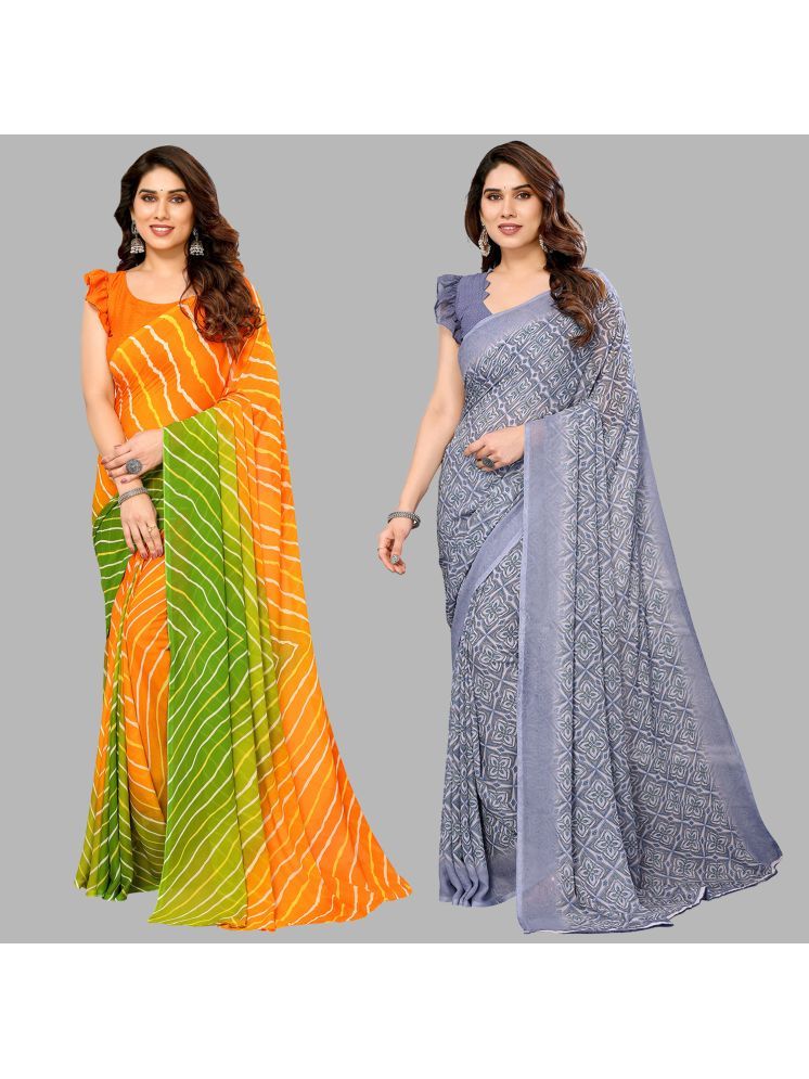     			ANAND SAREES Pack of 2 Georgette Printed Saree With Blouse Piece ( Multicolor )