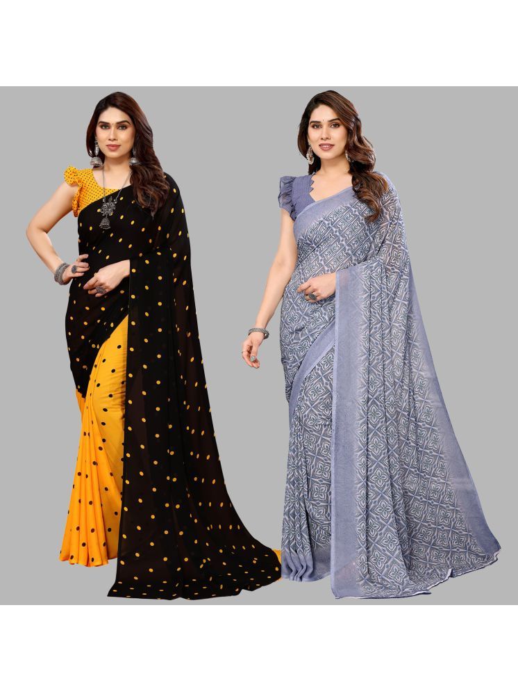     			ANAND SAREES Pack of 2 Georgette Printed Saree With Blouse Piece ( Multicolor )