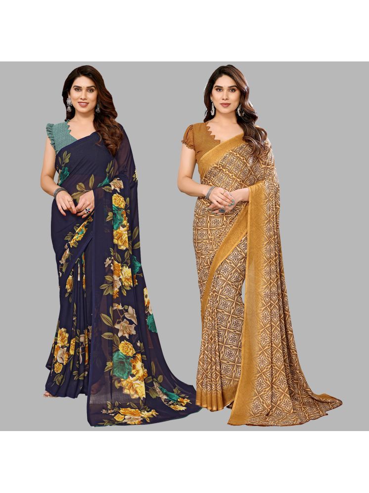     			ANAND SAREES Pack of 2 Georgette Printed Saree With Blouse Piece ( Multicolor )