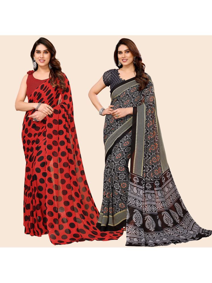     			ANAND SAREES Pack of 2 Georgette Printed Saree With Blouse Piece ( Multicolor )