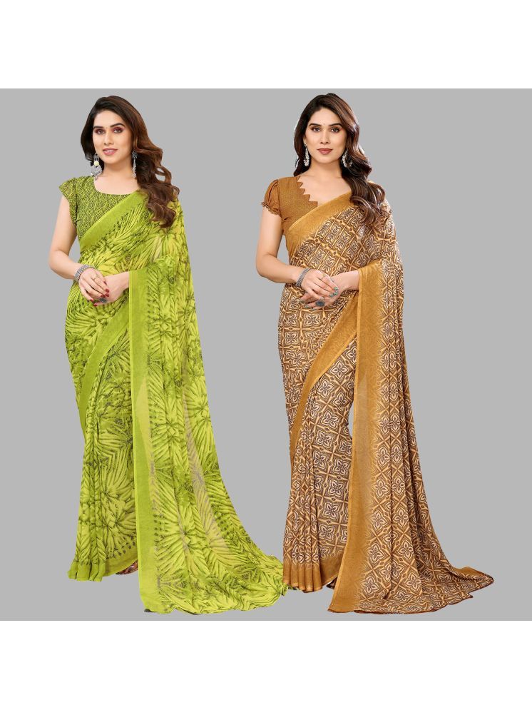     			ANAND SAREES Pack of 2 Georgette Printed Saree With Blouse Piece ( Multicolor )