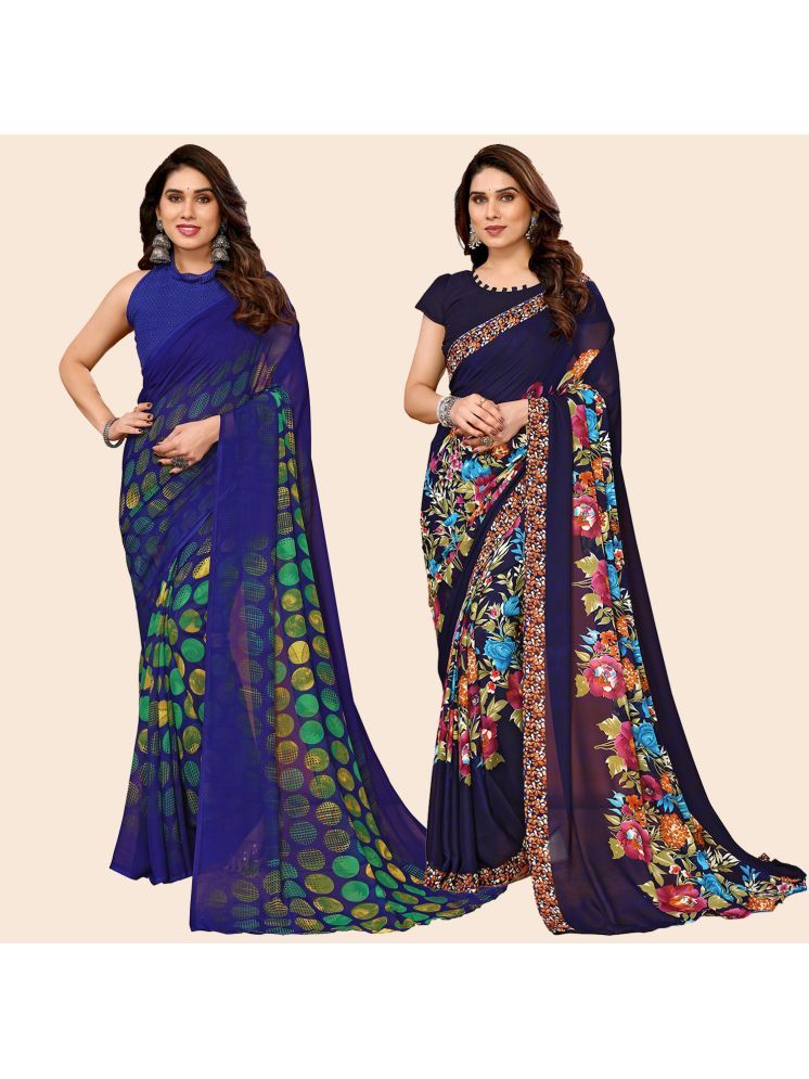     			ANAND SAREES Pack of 2 Georgette Printed Saree With Blouse Piece ( Multicolor )