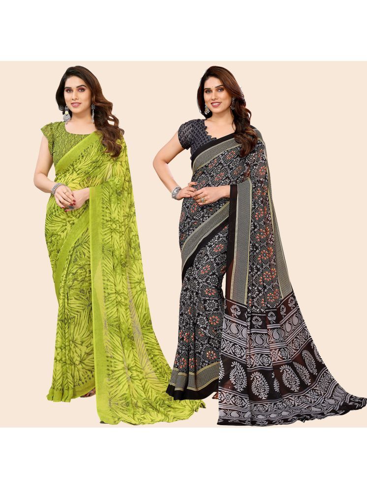     			ANAND SAREES Pack of 2 Georgette Printed Saree With Blouse Piece ( Multicolor )