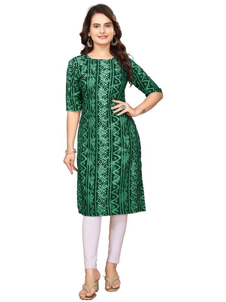     			DESIGNER DREAM Pack of 1 Crepe Printed Straight Women's Kurti - ( Green )