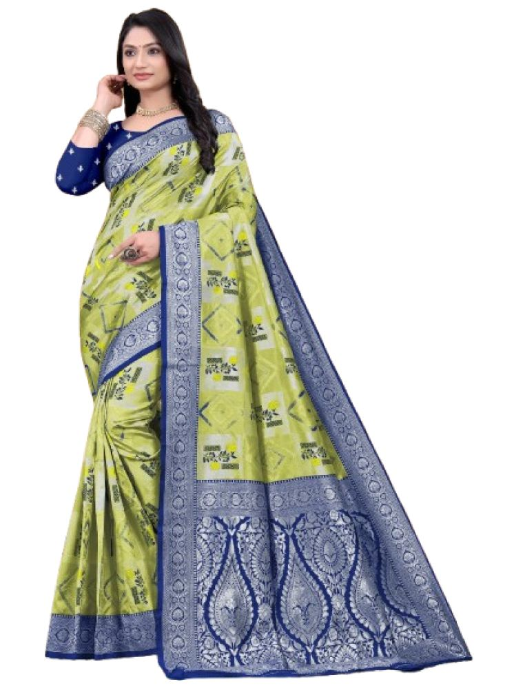     			INDIAN SILKS Pack of 1 Art Silk Printed Saree With Blouse Piece ( Lime Green )