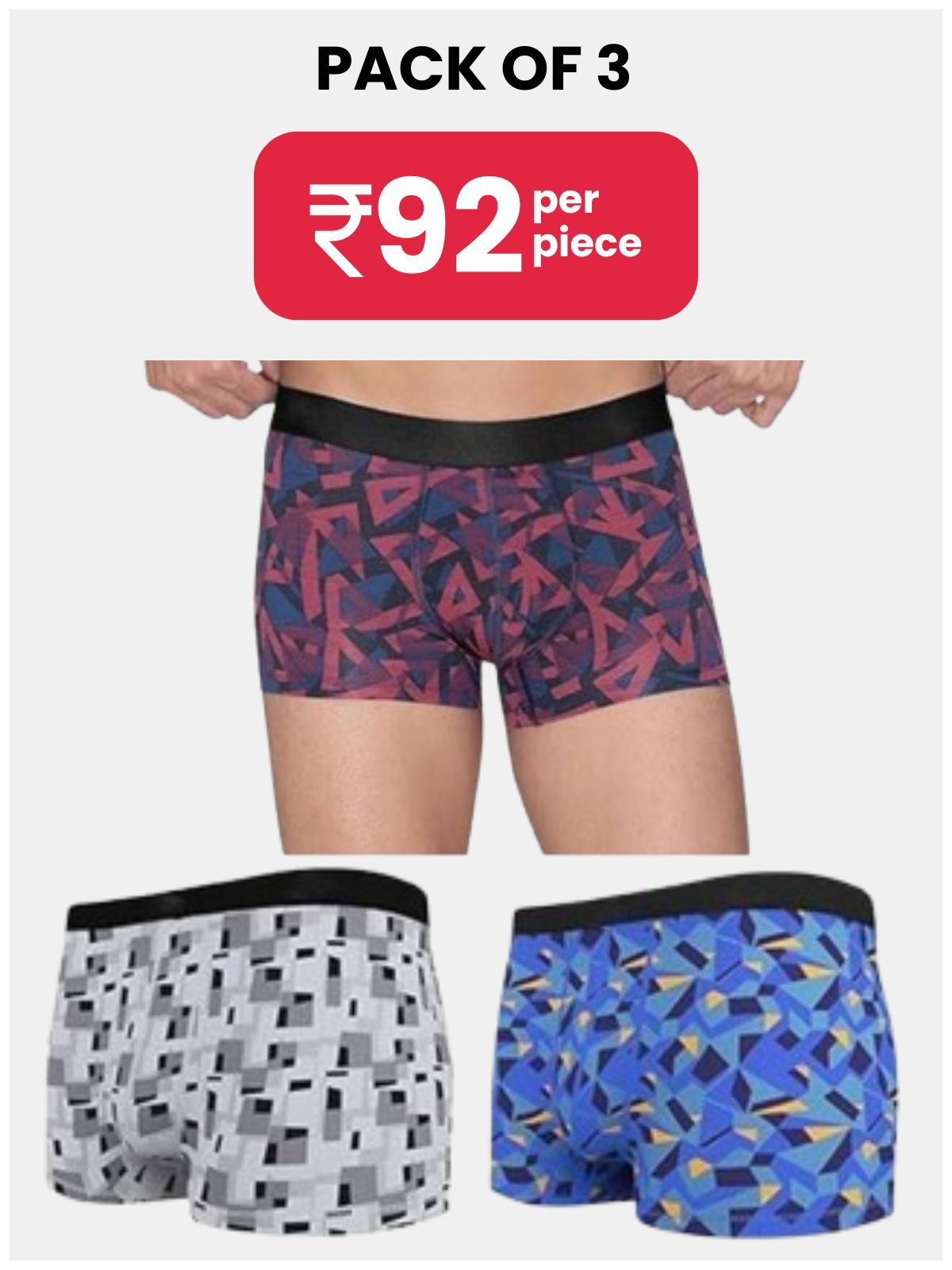     			PARYAG HOSIERY Pack of 3 Cotton Blend Trunks For Men's ( Multicolor )