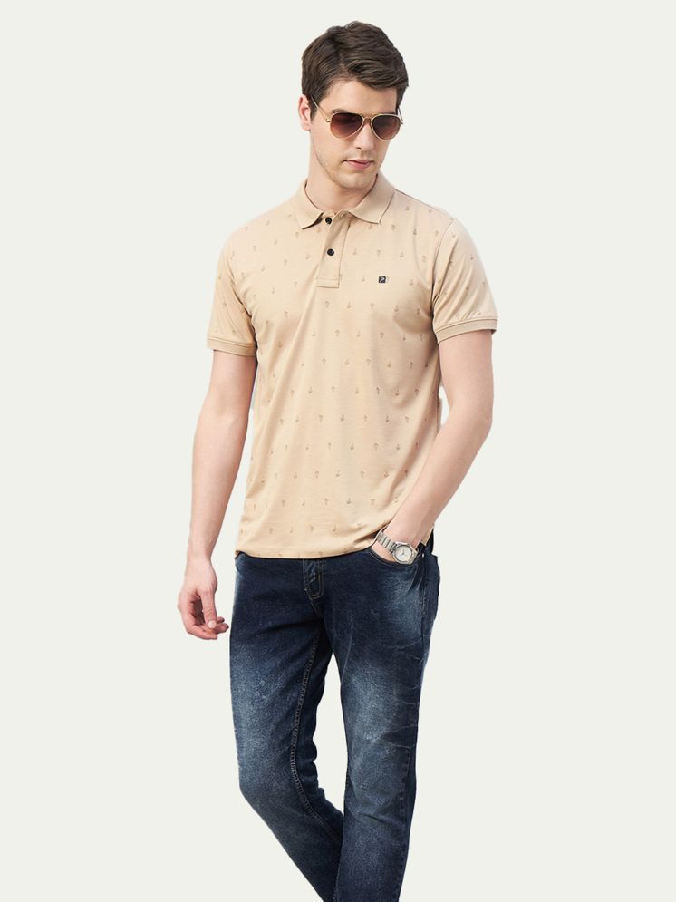     			Promount Pack of 1 Cotton Blend Regular Fit Printed Half Sleeves Men's Polo T Shirt ( Beige )