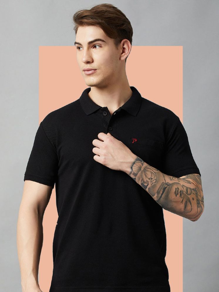     			Promount Pack of 1 Cotton Blend Regular Fit Solid Half Sleeves Men's Polo T Shirt ( Black )