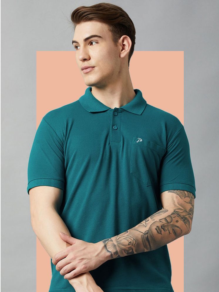     			Promount Pack of 1 Cotton Blend Regular Fit Solid Half Sleeves Men's Polo T Shirt ( Sea Green )