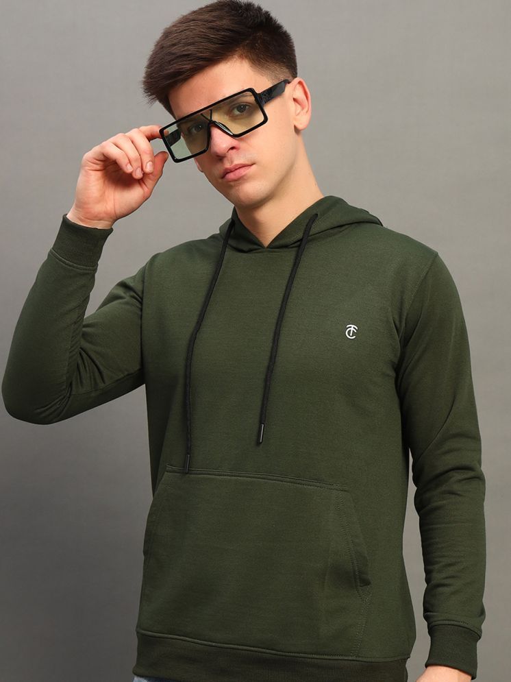     			THE CASUALS Cotton Blend Hooded Men's Sweatshirt - Sea Green ( Pack of 1 )