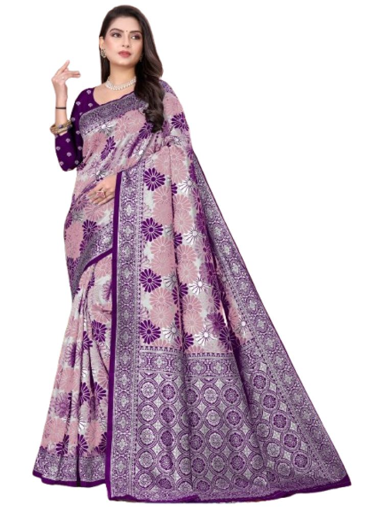     			THE PRIVATE LABLE Pack of 1 Art Silk Printed Saree With Blouse Piece ( Purple )