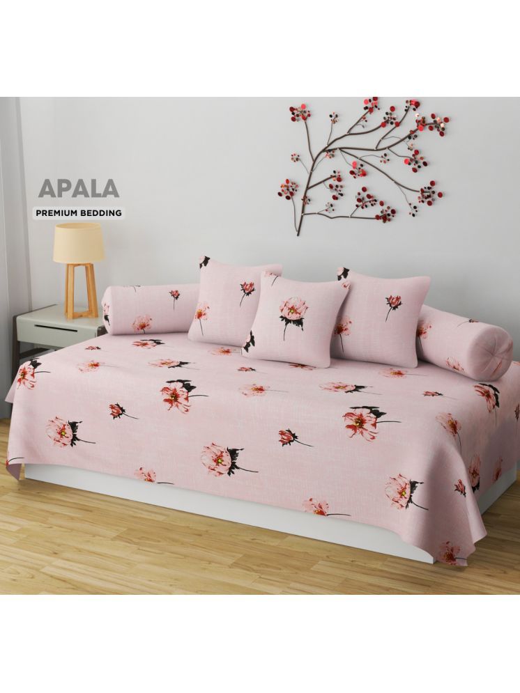     			Apala Microfibre Floral Diwan Set 6 Pcs - Pink