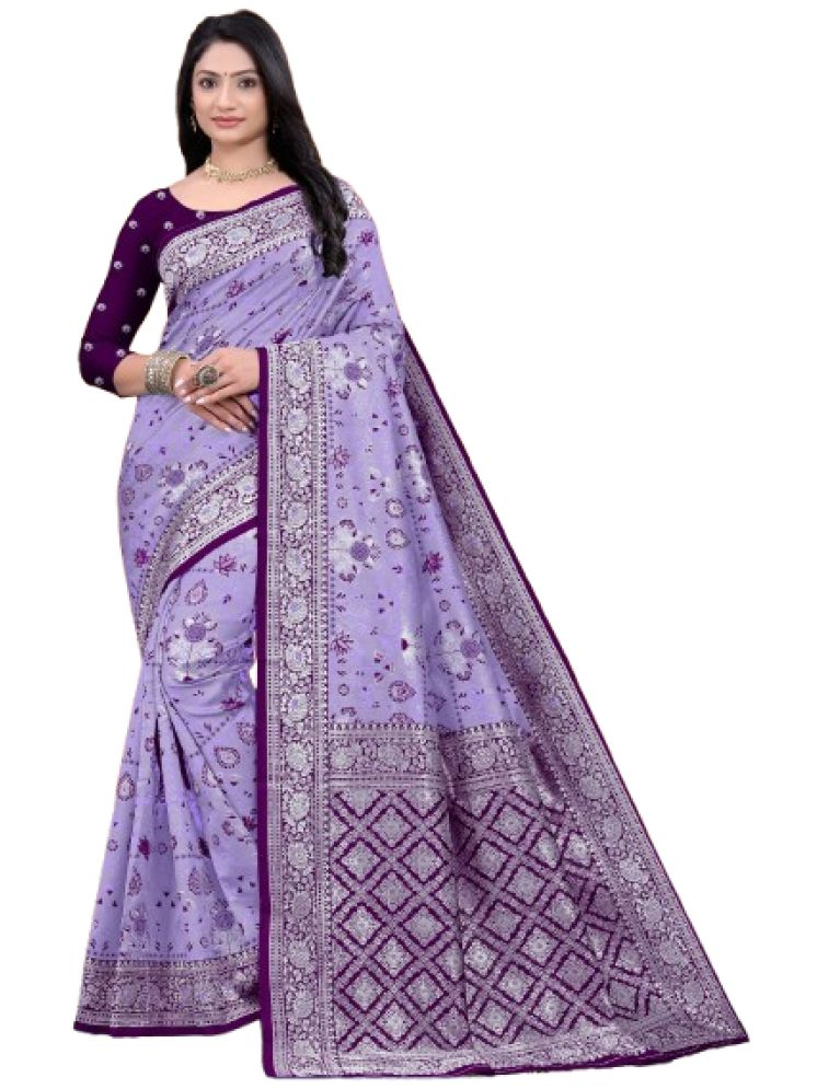     			INDIAN SILKS Pack of 1 Art Silk Printed Saree With Blouse Piece ( Purple )