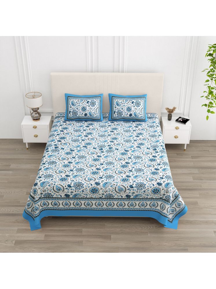     			Jinaya's Cotton 1 Double King Bedsheet with 2 Pillow Covers ( Blue )