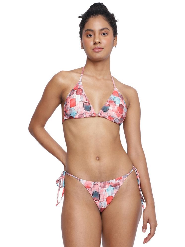     			La Intimo Polyester Multi Color Bikini - Single