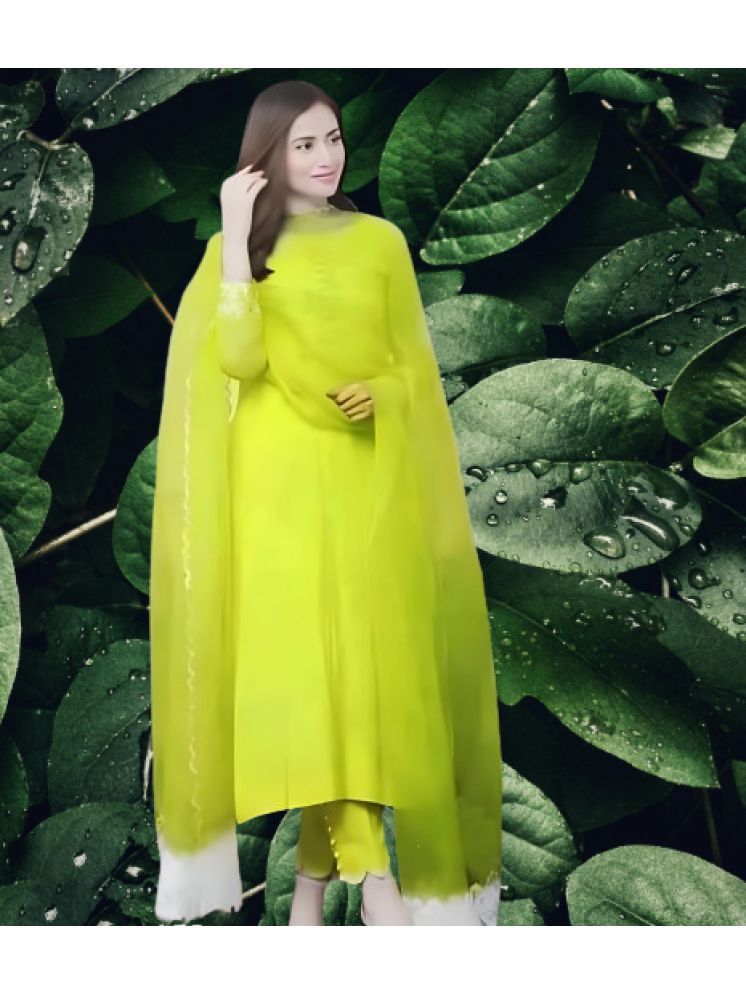     			RUTSH CREATION Cotton Solid Kurti With Pants Women's Stitched Salwar Suit - Lime Green ( Pack of 1 )