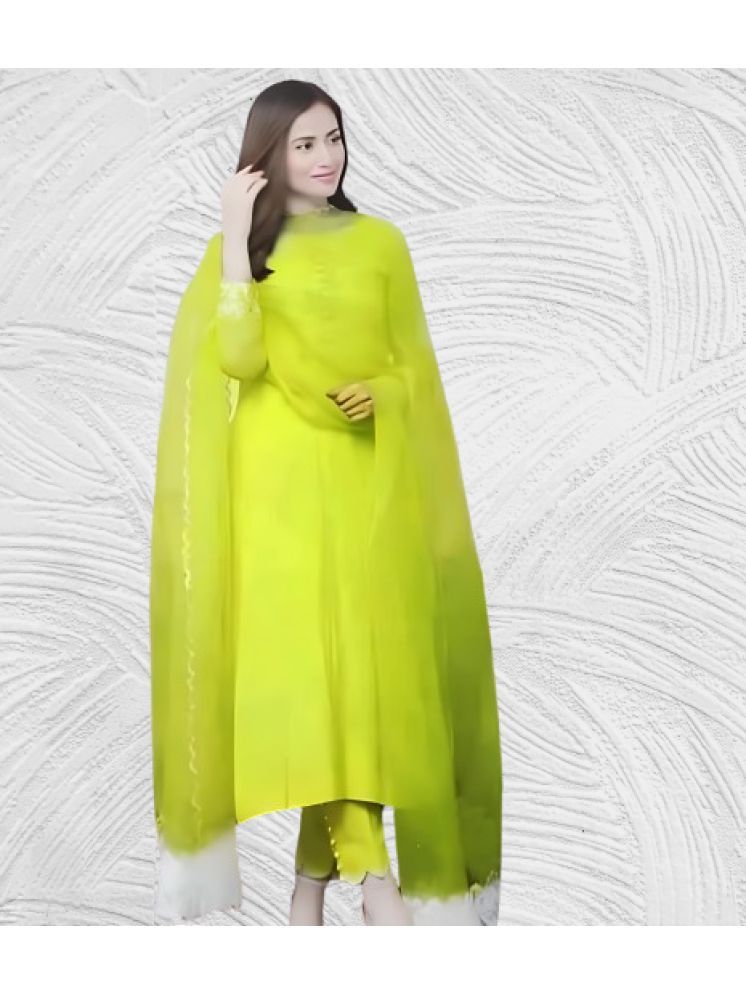     			RUTSH CREATION Cotton Solid Kurti With Pants Women's Stitched Salwar Suit - Lime Green ( Pack of 1 )