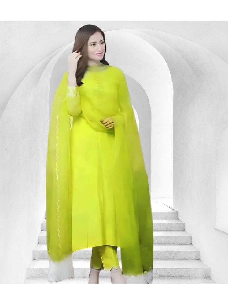     			RUTSH CREATION Cotton Solid Kurti With Pants Women's Stitched Salwar Suit - Lime Green ( Pack of 1 )