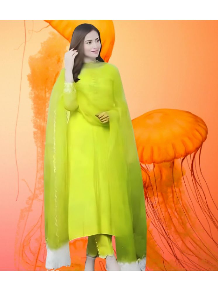     			RUTSH CREATION Cotton Solid Kurti With Pants Women's Stitched Salwar Suit - Lime Green ( Pack of 1 )