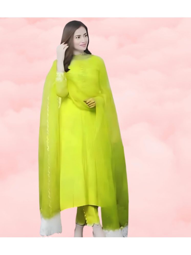     			RUTSH CREATION Cotton Solid Kurti With Pants Women's Stitched Salwar Suit - Lime Green ( Pack of 1 )