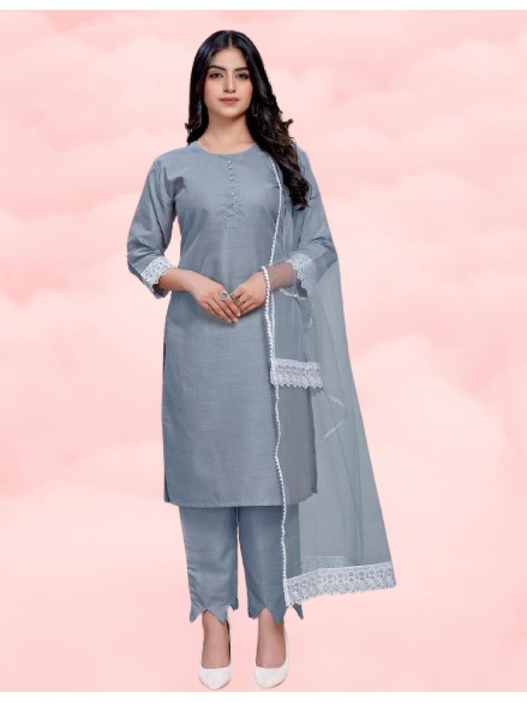     			RUTSH CREATION Cotton Solid Kurti With Pants Women's Stitched Salwar Suit - Light Grey ( Pack of 1 )