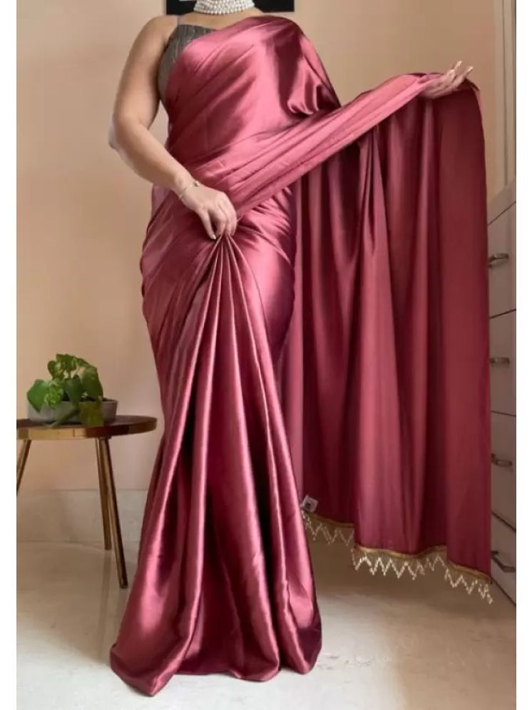     			Saadhvi Pack of 1 Satin Solid Saree With Blouse Piece ( Maroon )