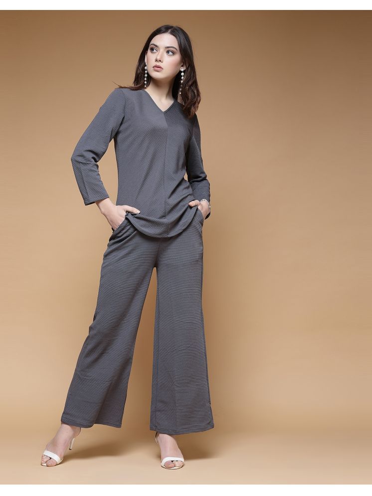     			Selvia Grey Solid Pant Top Set