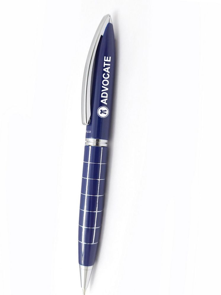     			UJJi Advocate Logo Check Pattern Blue Colour Twist Metall Ball Pen