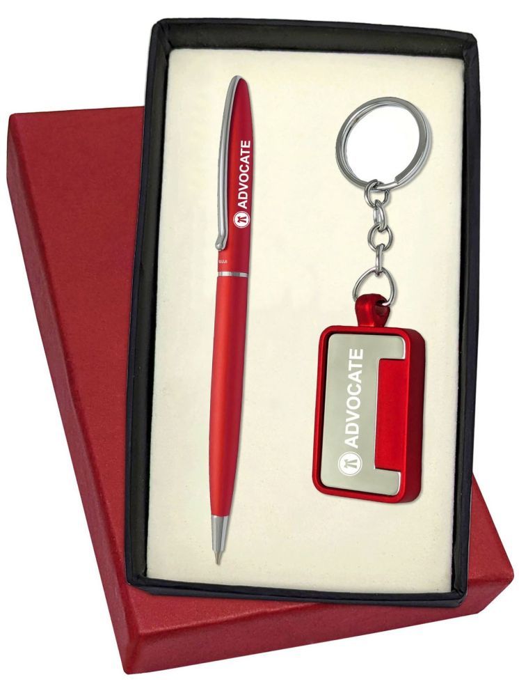     			UJJi Advocate Logo Sleek Design Matte Red with Chrome Clip Pen Gift Set