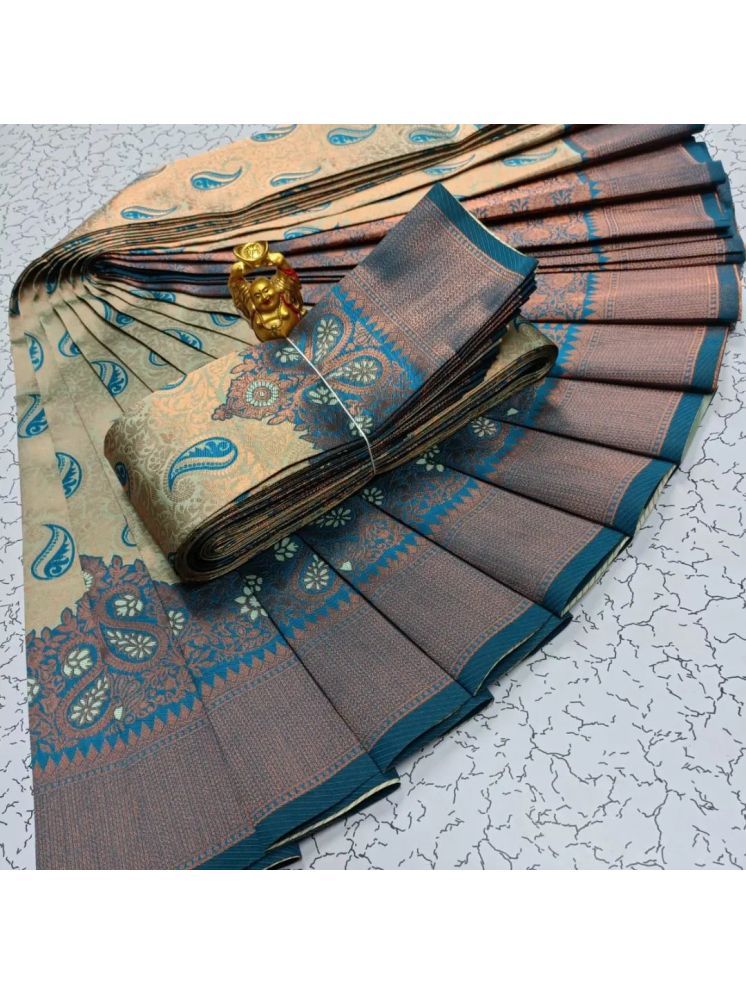     			fab woven Pack of 1 Art Silk Woven Saree With Blouse Piece ( LightGreen )